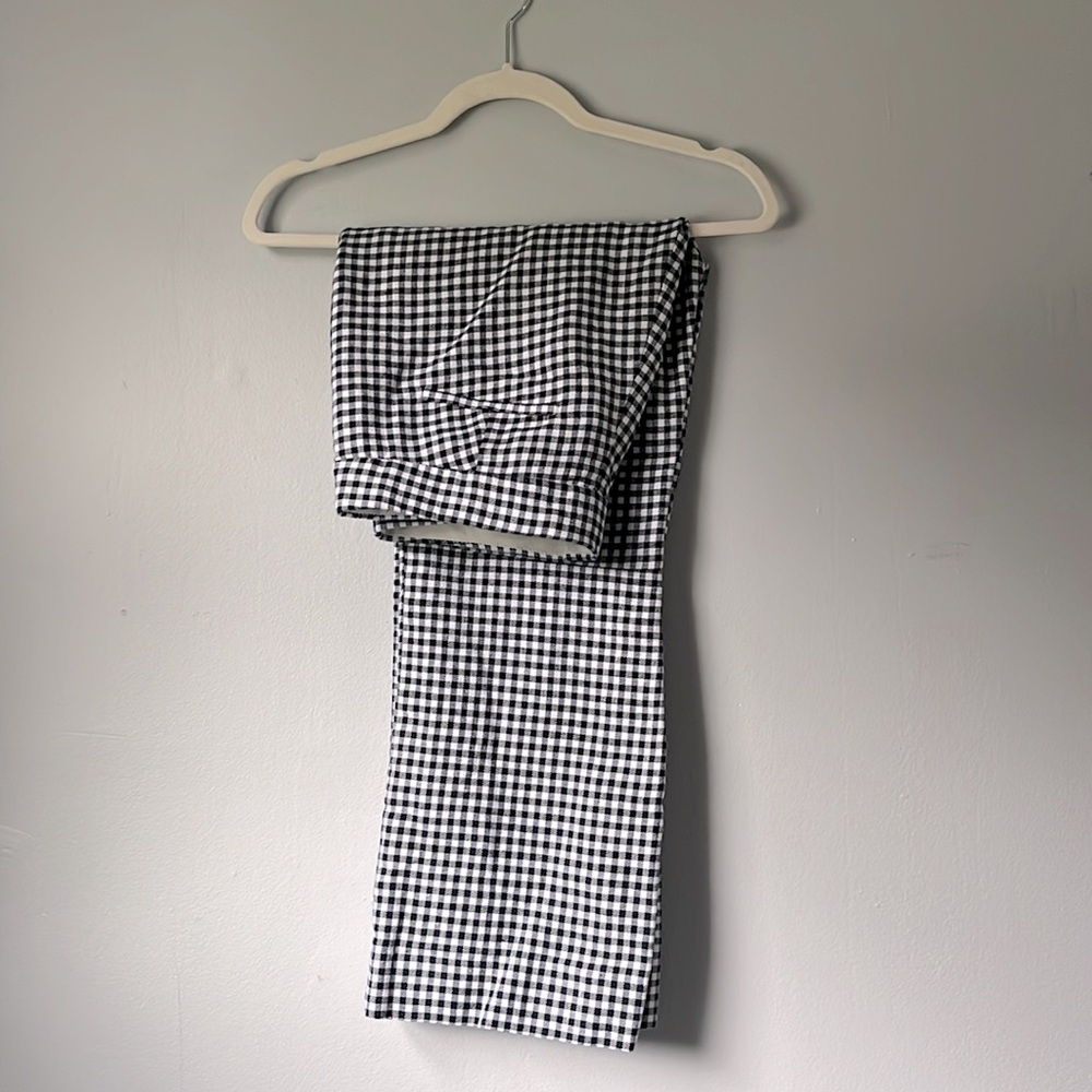 J.Crew navy and white checked cropped pants